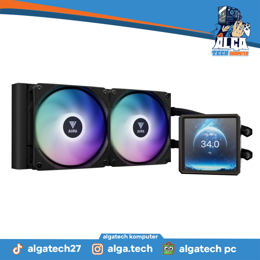 GAMDIAS AURA GL240mm ARGB LCD DISPLAY LIQUID CPU COOLER (BLACK)